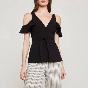 BCBGMaxAzria Black Cold Shoulder Top